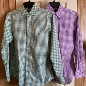 2 Men's Ralph Lauren POLO Long Sleeve Button Down Shirts - Small
